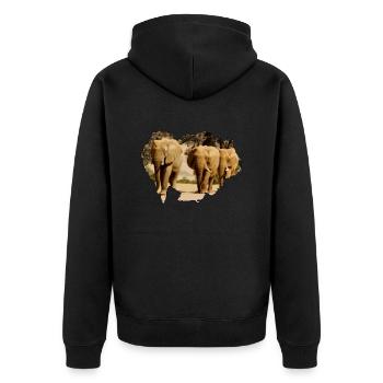 Elefanten Afrika in der Wüste Namibias I Geschenk - Unisex Premium Bio Zip Hoodie - Schwarz - Hinten - Nico (187cm)