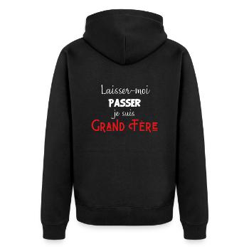 laisse-moi passer je suis grand frère - Veste à capuche bio Premium Unisexe - noir - Dos - Nico (187cm)
