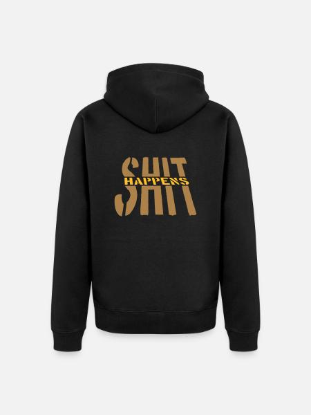 Citation Shit happens devise - Veste à capuche bio Premium Unisexe - noir