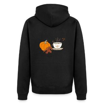 Halloween Pumpkin Latte Drink Cup Hoodie - Veste à capuche bio Premium Unisexe - noir - Dos - Nico (187cm)