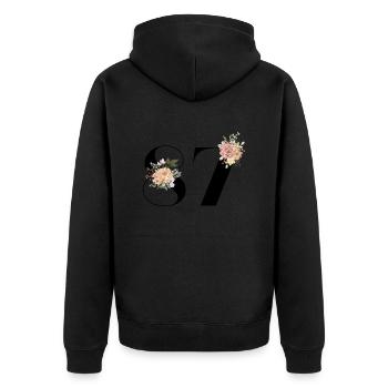 87th Anniversary Flowers (Gift of 87 years) - Unisex Premium Organic Zip Hoodie - black - Back - Nico (187cm)