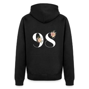 98th Anniversary Flowers (Gift of 98 years) - Unisex Premium Organic Zip Hoodie - black - Back - Nico (187cm)