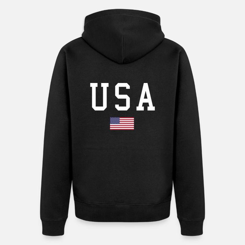 drapeau des États-Unis - Veste à capuche bio Premium Unisexe - noir