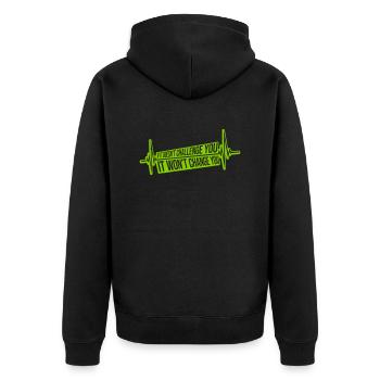 Séance d’entraînement Fitness Motivation Citation - Veste à capuche bio Premium Unisexe - noir - Dos - Nico (187cm)