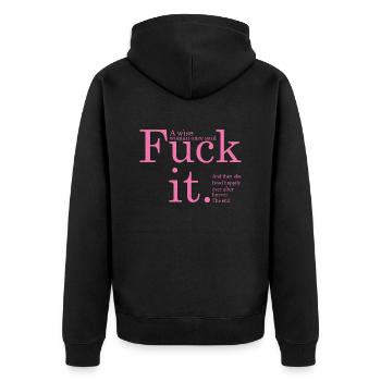 Fick Es In Pink - Unisex Premium Bio Zip Hoodie - Schwarz - Hinten - Nico (187cm)