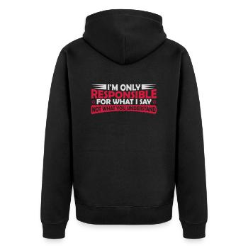 ce que je dis citation - Veste à capuche bio Premium Unisexe - noir - Dos - Nico (187cm)