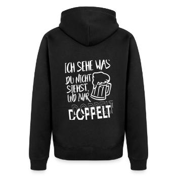 Alkohol Bier Doppelt sehen Besoffen Saufen Beer - Unisex Premium Bio Zip Hoodie - Schwarz - Hinten - Nico (187cm)