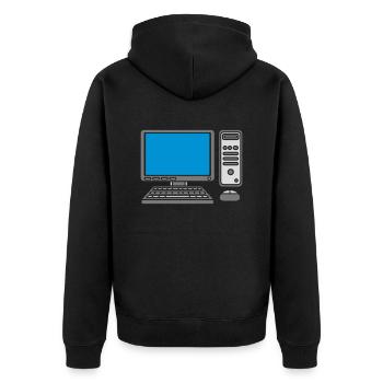 Tastatur Maus Bildschirm Computer - Unisex Premium Bio Zip Hoodie - Schwarz - Hinten - Nico (187cm)
