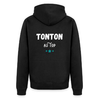 tonton au top idée cadeau - Veste à capuche bio Premium Unisexe - noir - Dos - Nico (187cm)