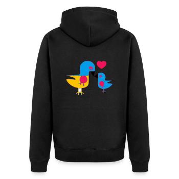 Maman oiseau et son bébé - Veste à capuche bio Premium Unisexe - noir - Dos - Nico (187cm)