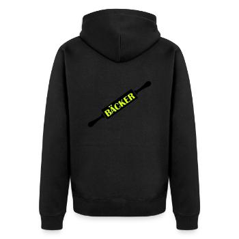 bäcker - Unisex Premium Bio Zip Hoodie - Schwarz - Hinten - Nico (187cm)