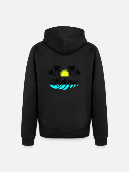 Mykonos - Unisex Premium Organic Zip Hoodie - black