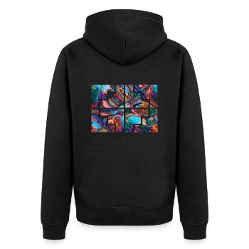 Geometrische Farbe - Unisex Premium Bio Zip Hoodie - Schwarz - Hinten - Nico (187cm)
