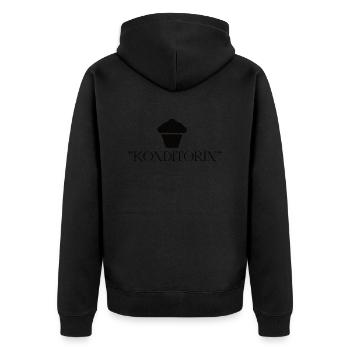 KONDITORIN - Unisex Premium Bio Zip Hoodie - Schwarz - Hinten - Nico (187cm)