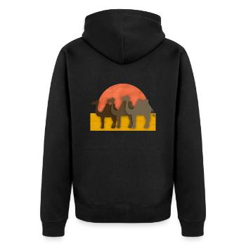 Camels - Unisex Premium Organic Zip Hoodie - black - Back - Nico (187cm)