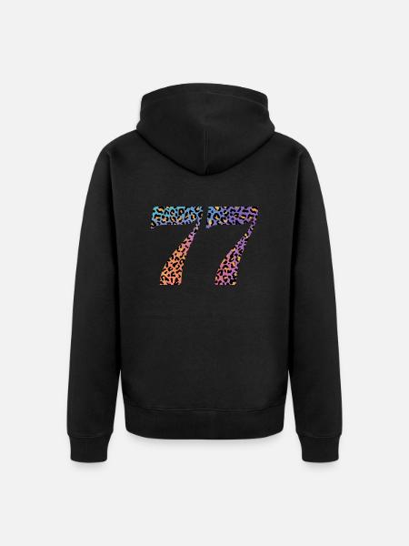 77th Birthday Leopard - Unisex Premium Organic Zip Hoodie - black