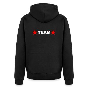 Team Rücken Stern - Unisex Premium Bio Zip Hoodie - Schwarz - Hinten - Nico (187cm)