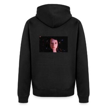 Flüssiges Gesicht - Unisex Premium Bio Zip Hoodie - Schwarz - Hinten - Nico (187cm)