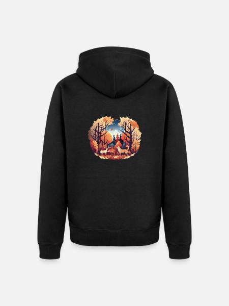 Animal Gathering (Fall Collection #9) - Unisex Premium Organic Zip Hoodie - black
