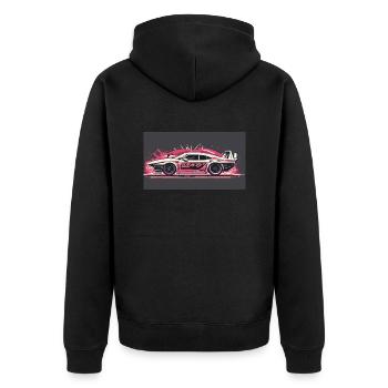 Splash Racecar - Unisex Premium Bio Zip Hoodie - Schwarz - Hinten - Nico (187cm)