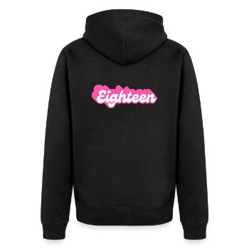 Eighteen birthday - 18th birthday retro pink - Unisex Premium Organic Zip Hoodie - black - Back - Nico (187cm)