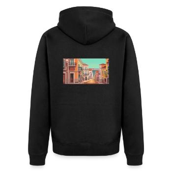Lisbonne, Portugal - Pixel Art - Veste à capuche bio Premium Unisexe - noir - Dos - Nico (187cm)