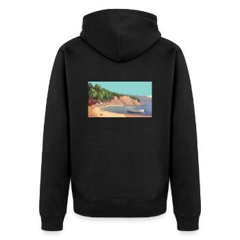Zlatni Rat, Croatia - Pixel Art - Unisex Premium Organic Zip Hoodie - black - Back - Nico (187cm)