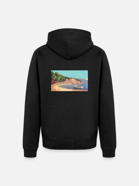 Zlatni Rat, Croatia - Pixel Art - Unisex Premium Organic Zip Hoodie - black