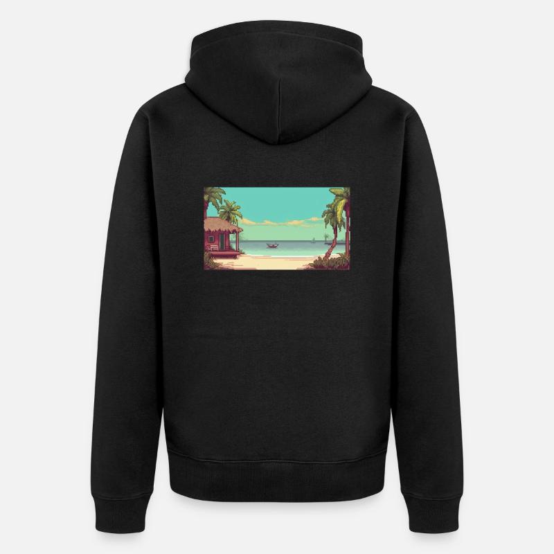Isla Holbox, Mexique - Pixel Art - Veste à capuche bio Premium Unisexe - noir