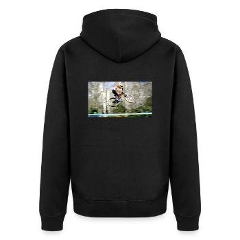 Downhill-Mountainbiken - Unisex Premium Bio Zip Hoodie - Schwarz - Hinten - Nico (187cm)