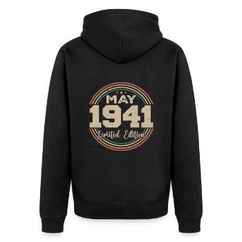 Mai 1941 Vintage Nées En Mai 1941 Anniversaire - Veste à capuche bio Premium Unisexe - noir - Dos - Nico (187cm)