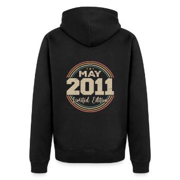 Mai 2011 Vintage Nées En Mai 2011 Anniversaire - Veste à capuche bio Premium Unisexe - noir - Dos - Nico (187cm)