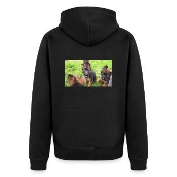 Langstockhaarwelpen - Unisex Premium Bio Zip Hoodie - Schwarz - Hinten - Nico (187cm)