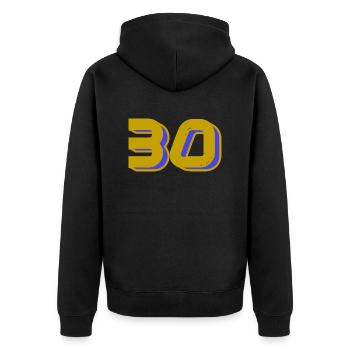 30. 30 YEARS. 30th ANNIVERSARY. 30 YEARS ANNIVERSARY. - Unisex Premium Organic Zip Hoodie - black - Back - Nico (187cm)