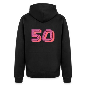 50. 50 ANS. 50e ANNIVERSAIRE. ANNIVERSAIRE 50 ANS. - Veste à capuche bio Premium Unisexe - noir - Dos - Nico (187cm)