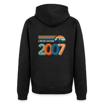 Limitierte Auflage 2007 - Unisex Premium Bio Zip Hoodie - Schwarz - Hinten - Nico (187cm)