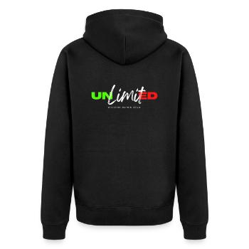 Feiere die Europameisterschaft in Deutschland - Unisex Premium Bio Zip Hoodie - Schwarz - Hinten - Nico (187cm)