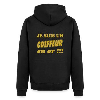 Je suis un COIFFEUR en or !!! - Veste à capuche bio Premium Unisexe - noir - Dos - Nico (187cm)