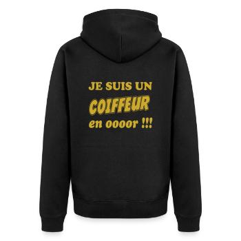 Je suis un COIFFEUR en ooooor !!! - Veste à capuche bio Premium Unisexe - noir - Dos - Nico (187cm)