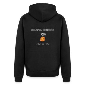 Fier d être un drama kouign Light Grey - Veste à capuche bio Premium Unisexe - noir - Dos - Nico (187cm)