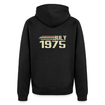 Geburtstag Juli 1975 Jahr 1975 Juli Jahrgang 1975 - Unisex Premium Bio Zip Hoodie - Schwarz - Hinten - Nico (187cm)