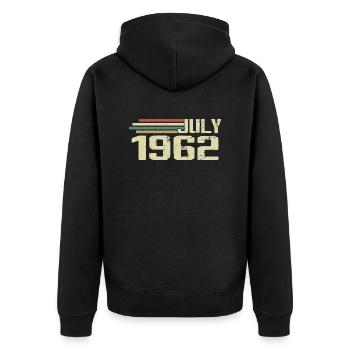 Geburtstag Juli 1962 Jahr 1962 Juli Jahrgang 1962 - Unisex Premium Bio Zip Hoodie - Schwarz - Hinten - Nico (187cm)