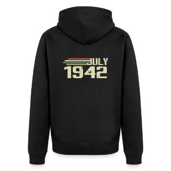 Anniversaire juillet 1942 Année 1942 juillet Né en 1942 - Veste à capuche bio Premium Unisexe - noir - Dos - Nico (187cm)