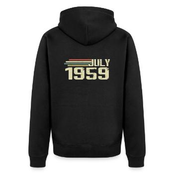 Geburtstag Juli 1959 Jahr 1959 Juli Jahrgang 1959 - Unisex Premium Bio Zip Hoodie - Schwarz - Hinten - Nico (187cm)