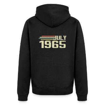 Geburtstag Juli 1965 Jahr 1965 Juli Jahrgang 1965 - Unisex Premium Bio Zip Hoodie - Schwarz - Hinten - Nico (187cm)
