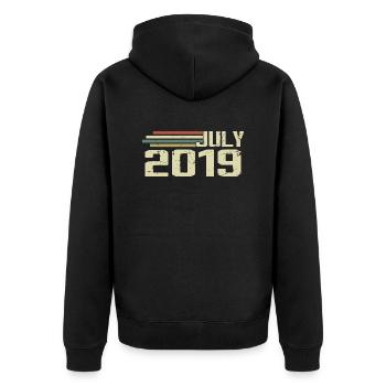Geburtstag Juli 2019 Jahr 2019 Juli Jahrgang 2019 - Unisex Premium Bio Zip Hoodie - Schwarz - Hinten - Nico (187cm)
