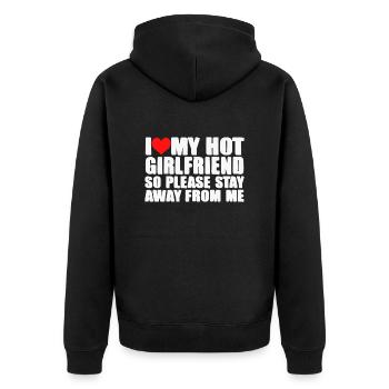 I LOVE MY HOT GIRLFRIEND - Unisex Premium Organic Zip Hoodie - black - Back - Nico (187cm)