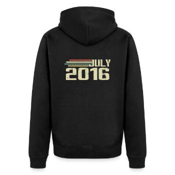 Geburtstag Juli 2016 Jahr 2016 Juli Jahrgang 2016 - Unisex Premium Bio Zip Hoodie - Schwarz - Hinten - Nico (187cm)
