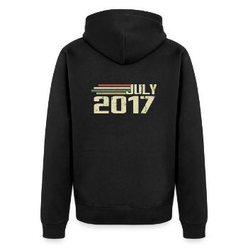Geburtstag Juli 2017 Jahr 2017 Juli Jahrgang 2017 - Unisex Premium Bio Zip Hoodie - Schwarz - Hinten - Nico (187cm)