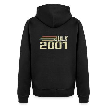 Anniversaire Juillet 2001 Année 2001 Juillet Année 2001 - Veste à capuche bio Premium Unisexe - noir - Dos - Nico (187cm)
